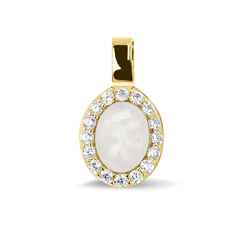 Ashanger, gedenksieraad, waar as en haar in verwerkt wordt. white