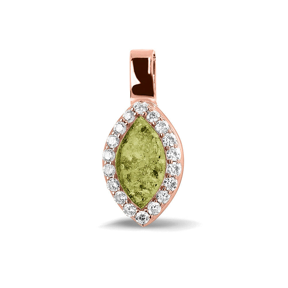 Ashanger, gedenksieraad, waar as en haar in verwerkt wordt. olive