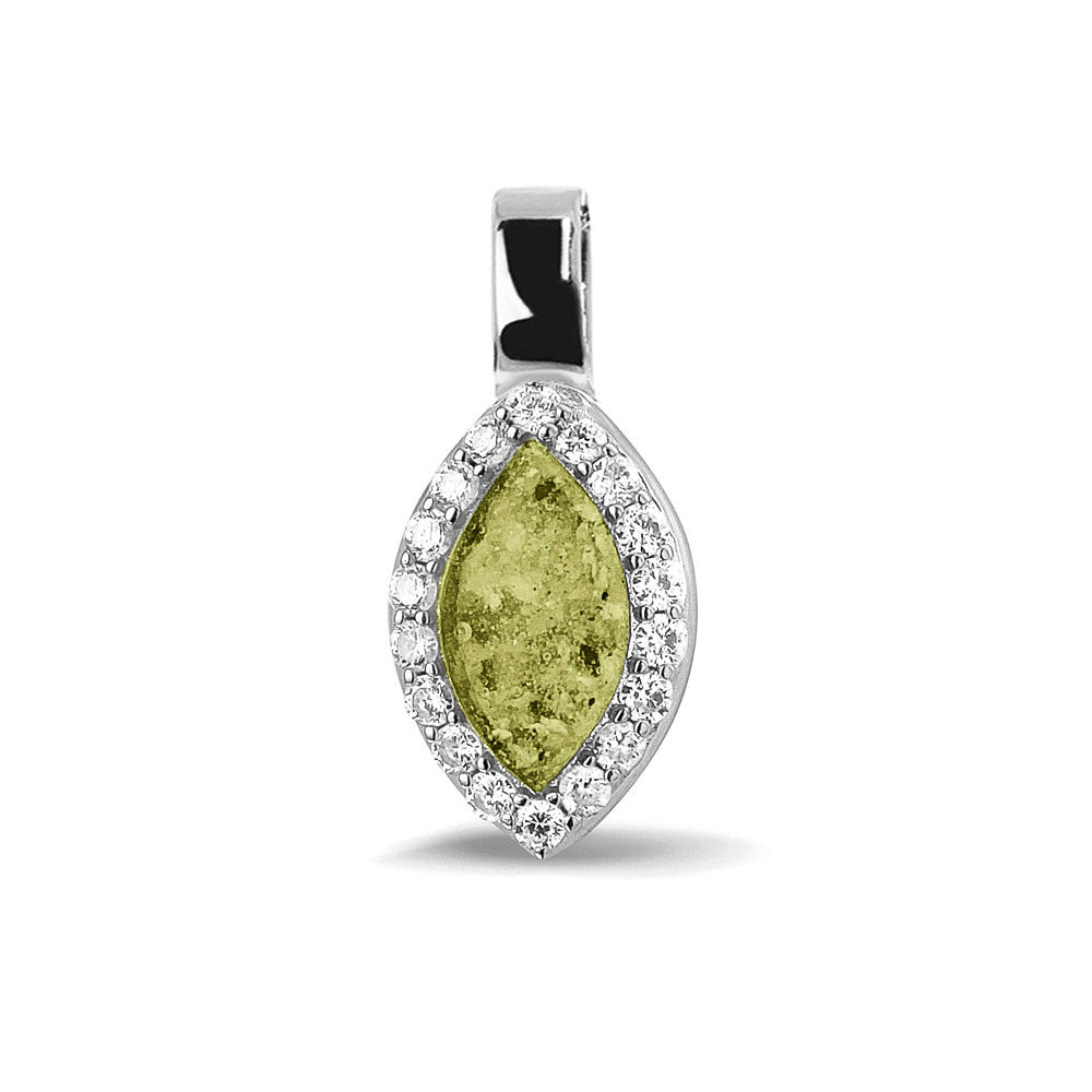 Ashanger, gedenksieraad, waar as en haar in verwerkt wordt. olive