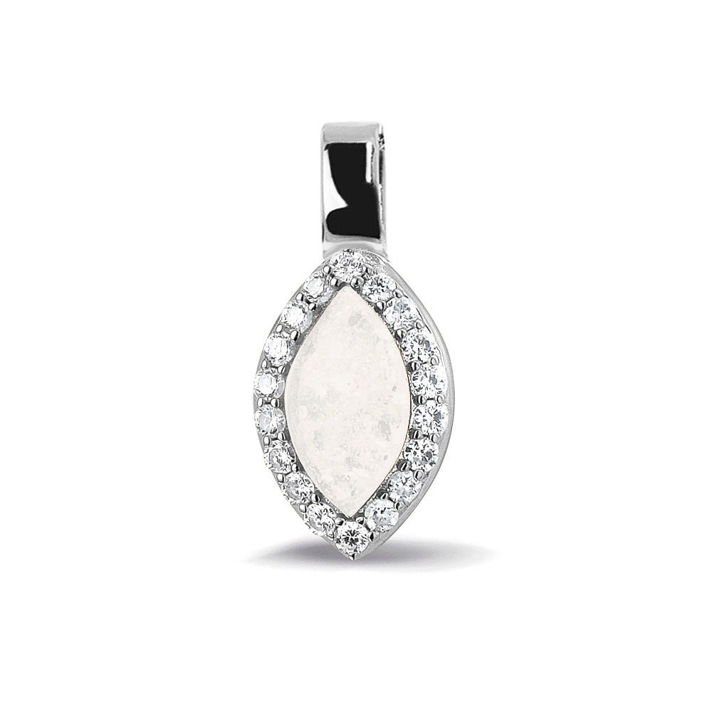 Ashanger, gedenksieraad, waar as en haar in verwerkt wordt. white