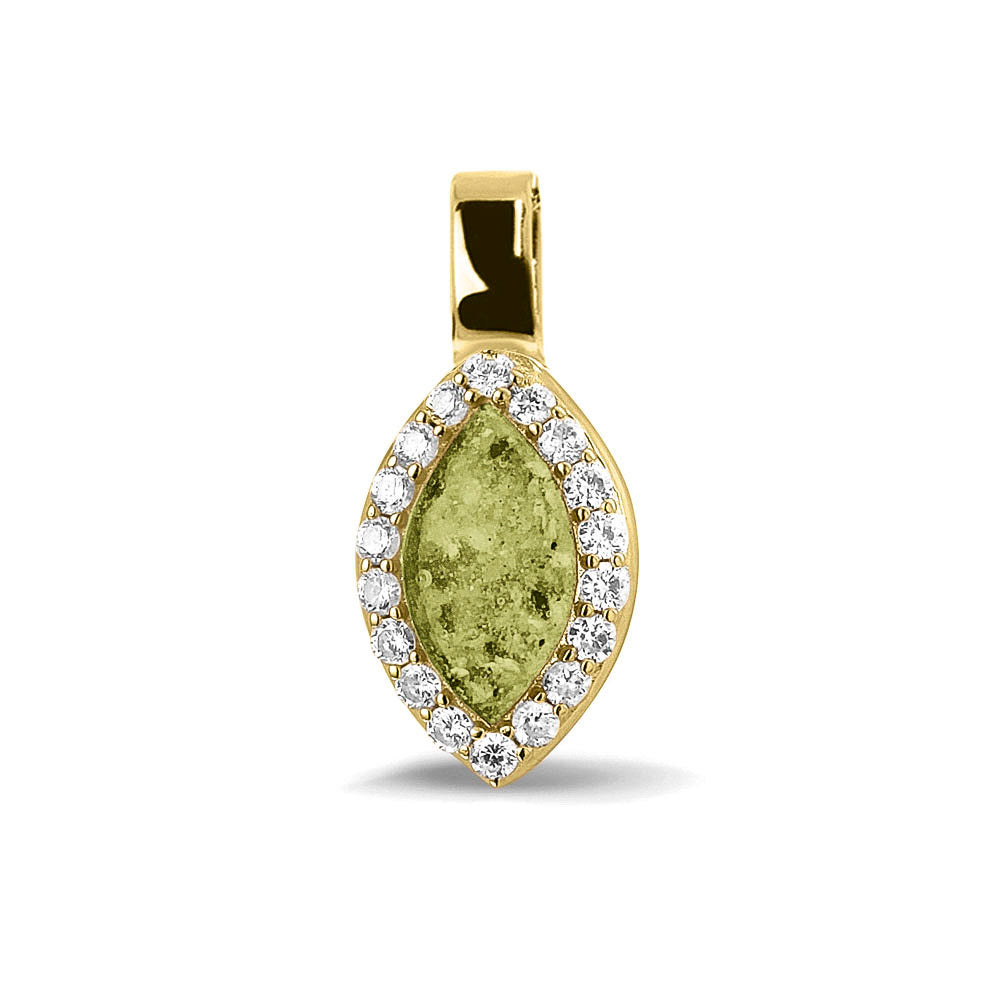 Ashanger, gedenksieraad, waar as en haar in verwerkt wordt. olive