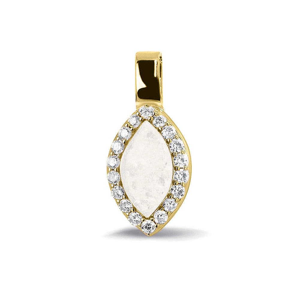 Ashanger, gedenksieraad, waar as en haar in verwerkt wordt. white