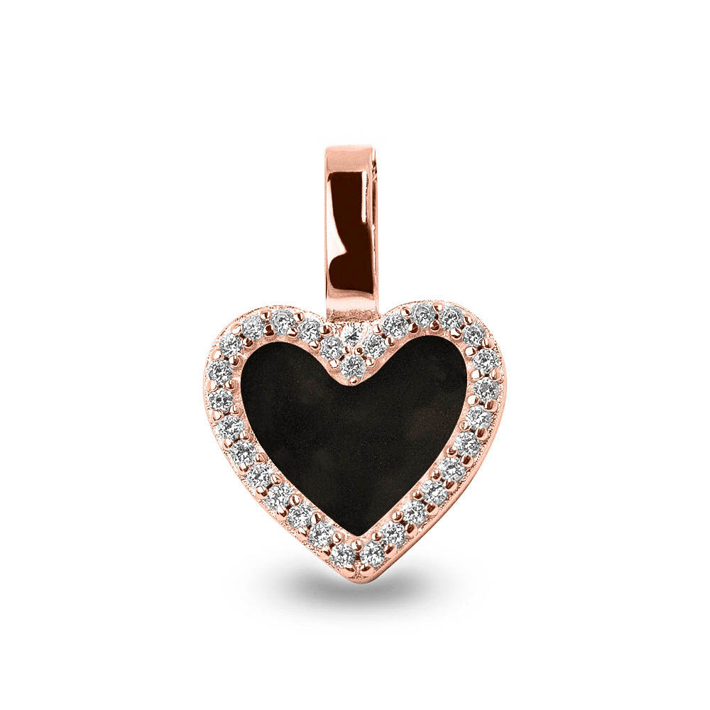 Ashanger hart, gedenksieraad, waar as en haar in verwerkt wordt. Black