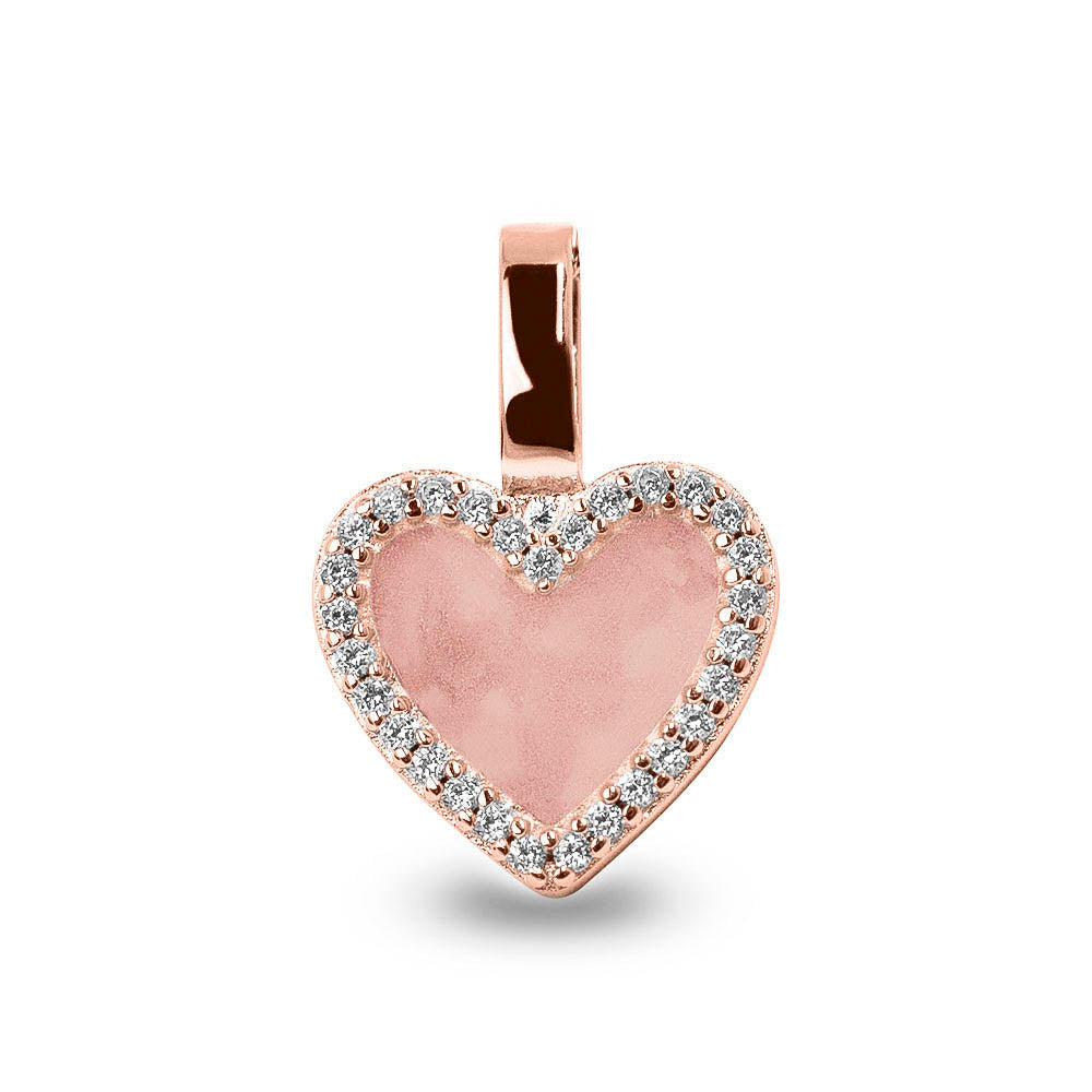 Ashanger hart, gedenksieraad, waar as en haar in verwerkt wordt. Blush