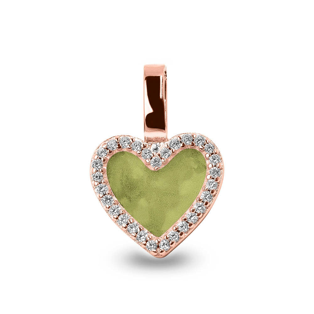 Ashanger hart, gedenksieraad, waar as en haar in verwerkt wordt. Olive