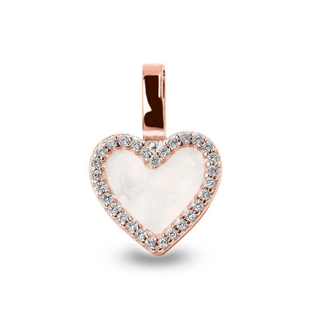 Ashanger hart, gedenksieraad, waar as en haar in verwerkt wordt. White