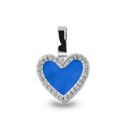 Ashanger hart, gedenksieraad, waar as en haar in verwerkt wordt. Blue