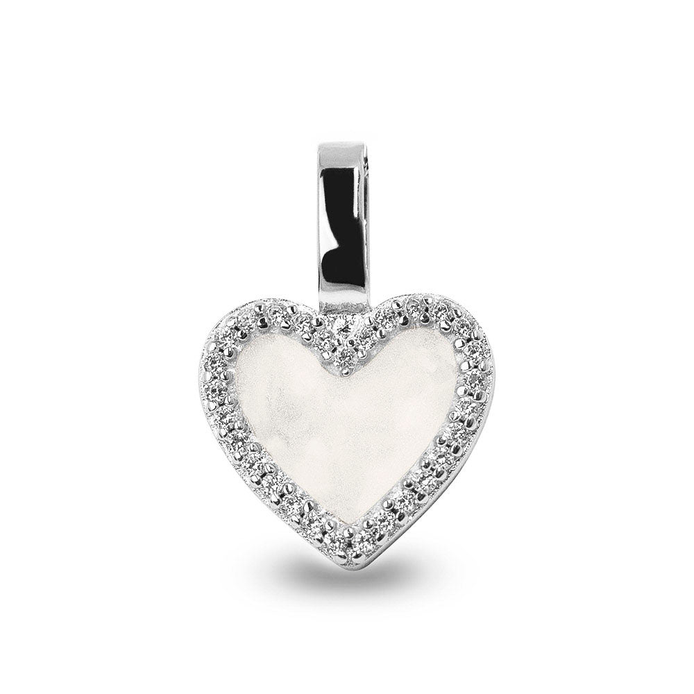 Ashanger hart, gedenksieraad, waar as en haar in verwerkt wordt. White