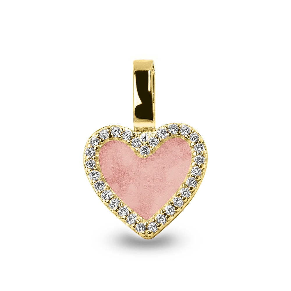 Ashanger hart, gedenksieraad, waar as en haar in verwerkt wordt. Blush