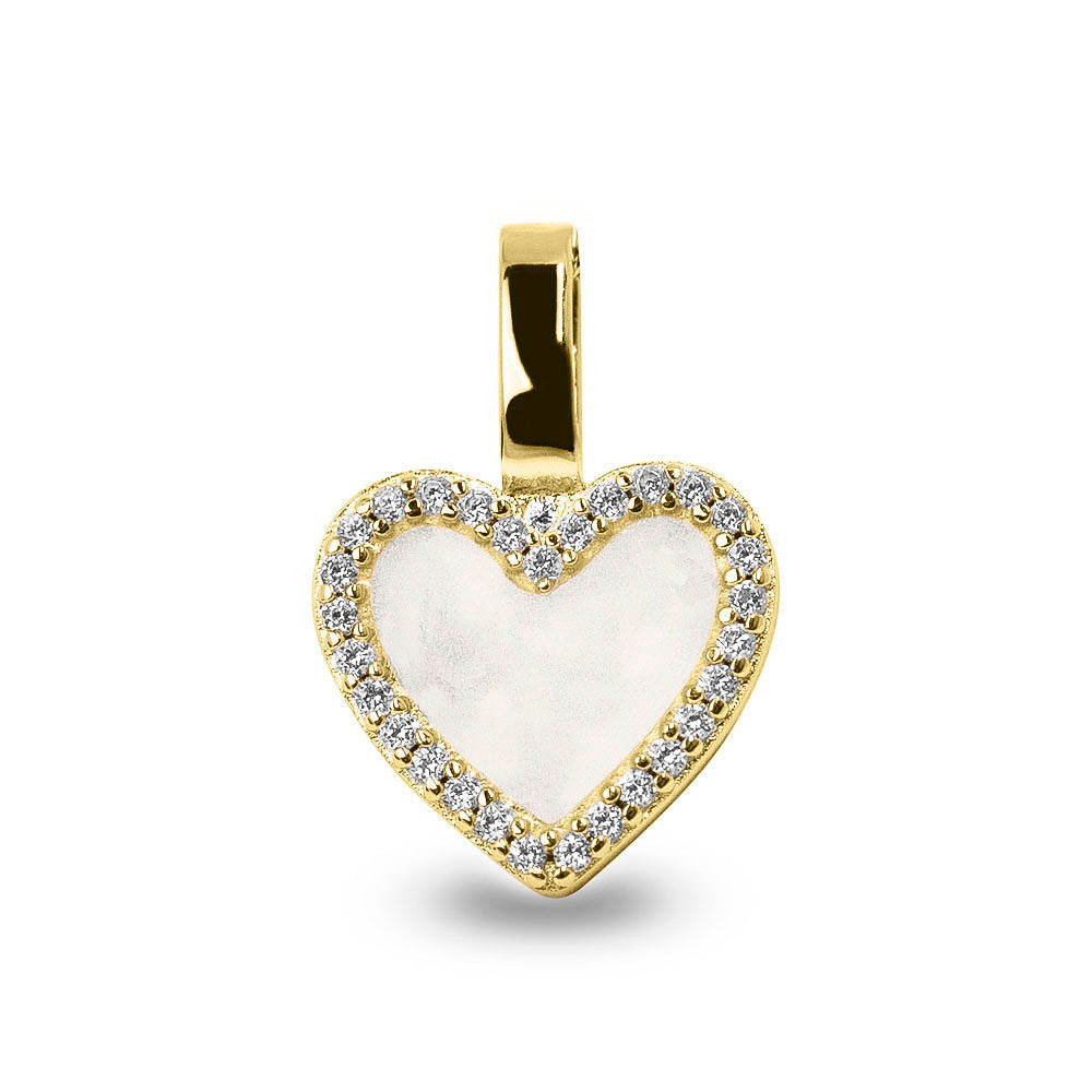 Ashanger hart, gedenksieraad, waar as en haar in verwerkt wordt. White