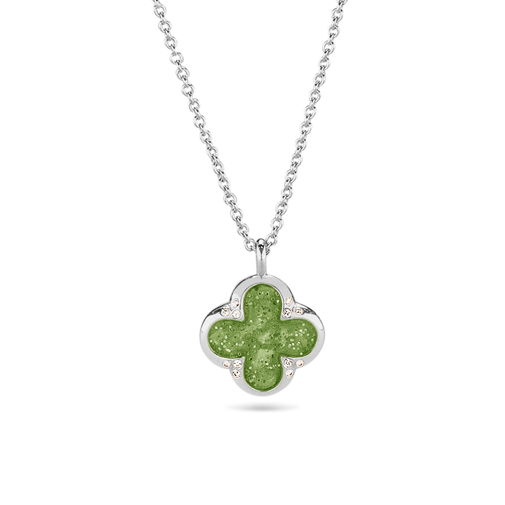 Ashanger als gedenksieraad, klavertje vier. Green