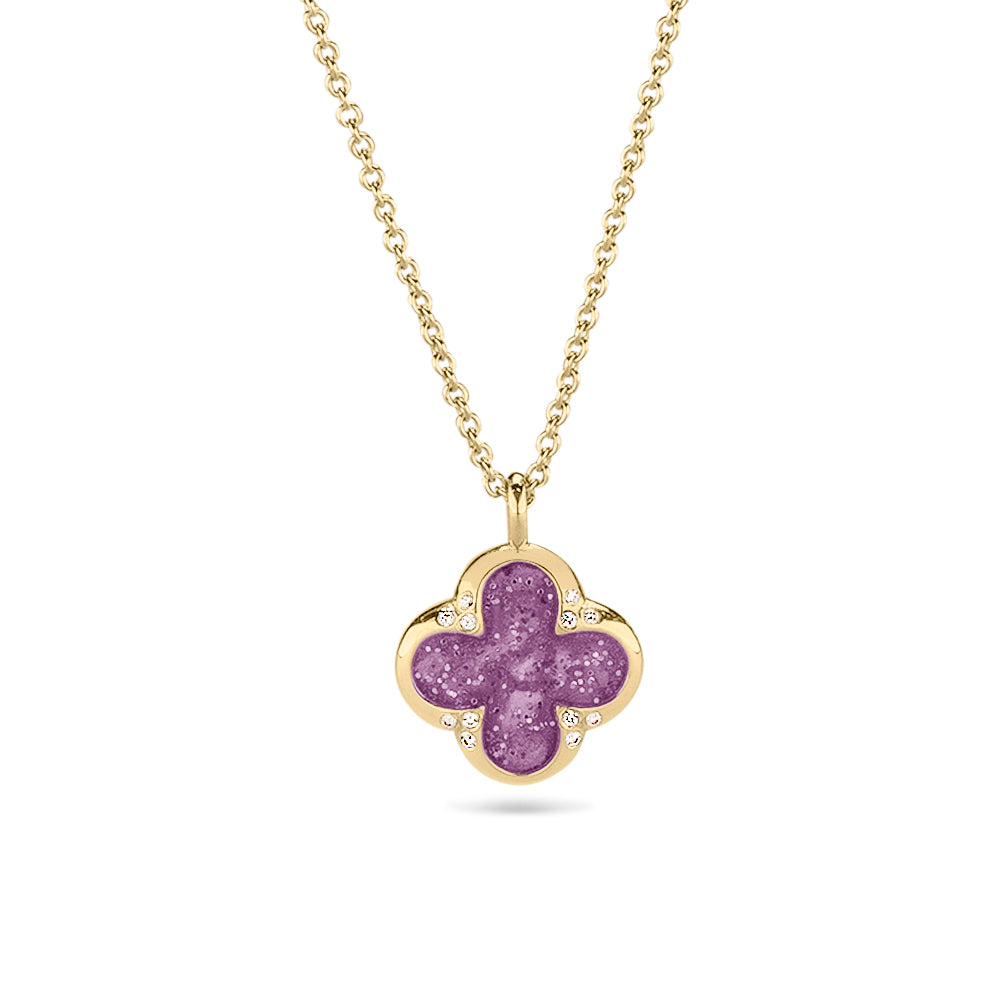 Ashanger als gedenksieraad, klavertje vier. Purple