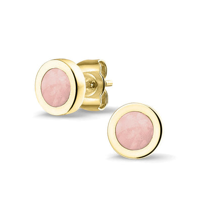 Rond gevormde oorstekers 8 mm aan de voorzijde zichtbaar gevuld met as of haar. Blush