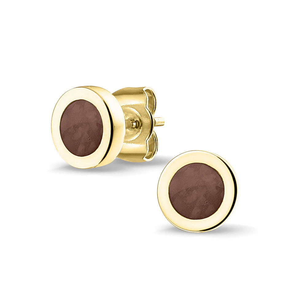 Rond gevormde oorstekers 8 mm aan de voorzijde zichtbaar gevuld met as of haar. Brown