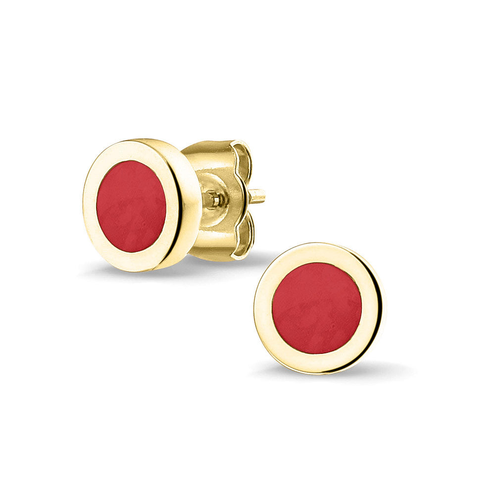 Rond gevormde oorstekers 8 mm aan de voorzijde zichtbaar gevuld met as of haar. Red