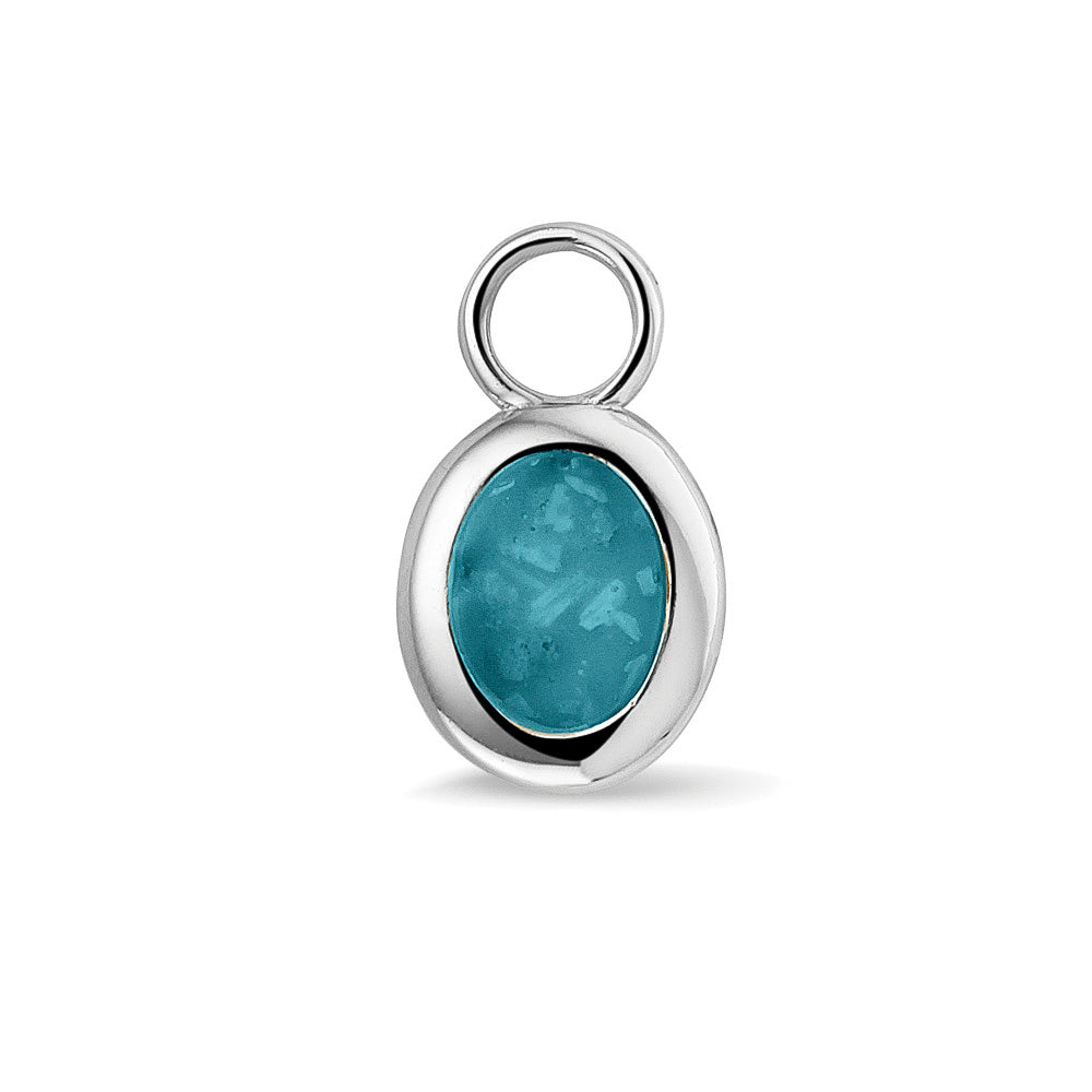 Oorhangers 17 mm lang, aan de voorzijde zichtbaar gevuld met as of haar. turquoise.