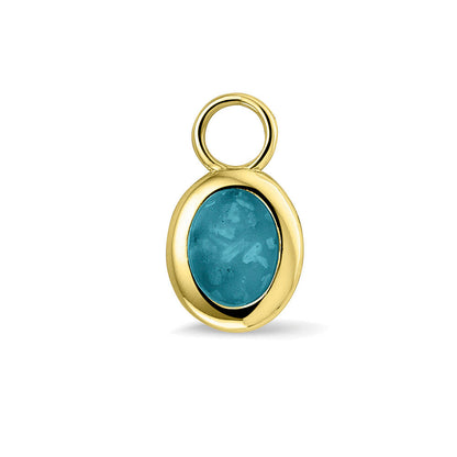 Oorhangers 17 mm lang, aan de voorzijde zichtbaar gevuld met as of haar. turquoise.
