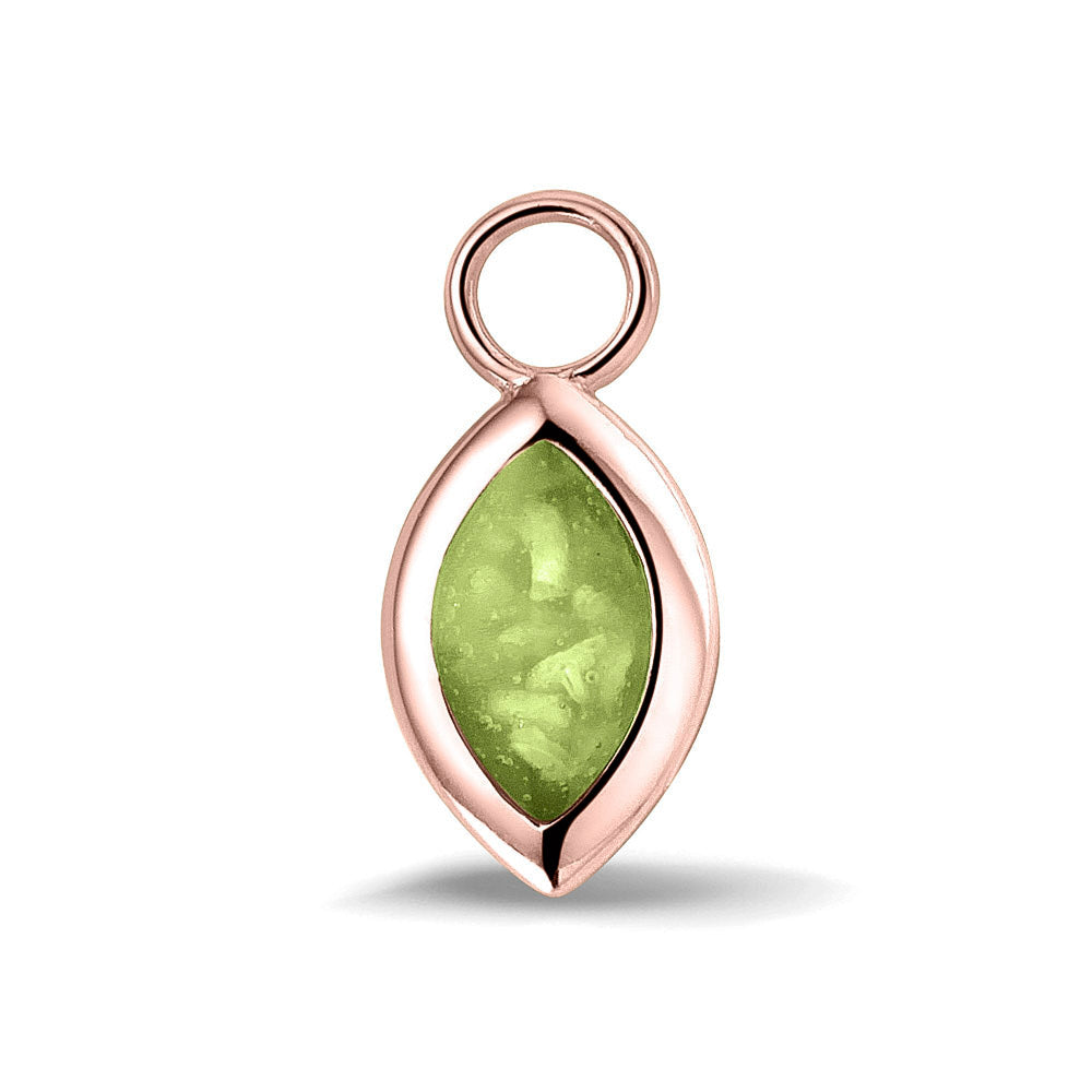 Oorhangers 21 mm lang die aan de voorzijde zichtbaar gevuld worden met as of haar. green.