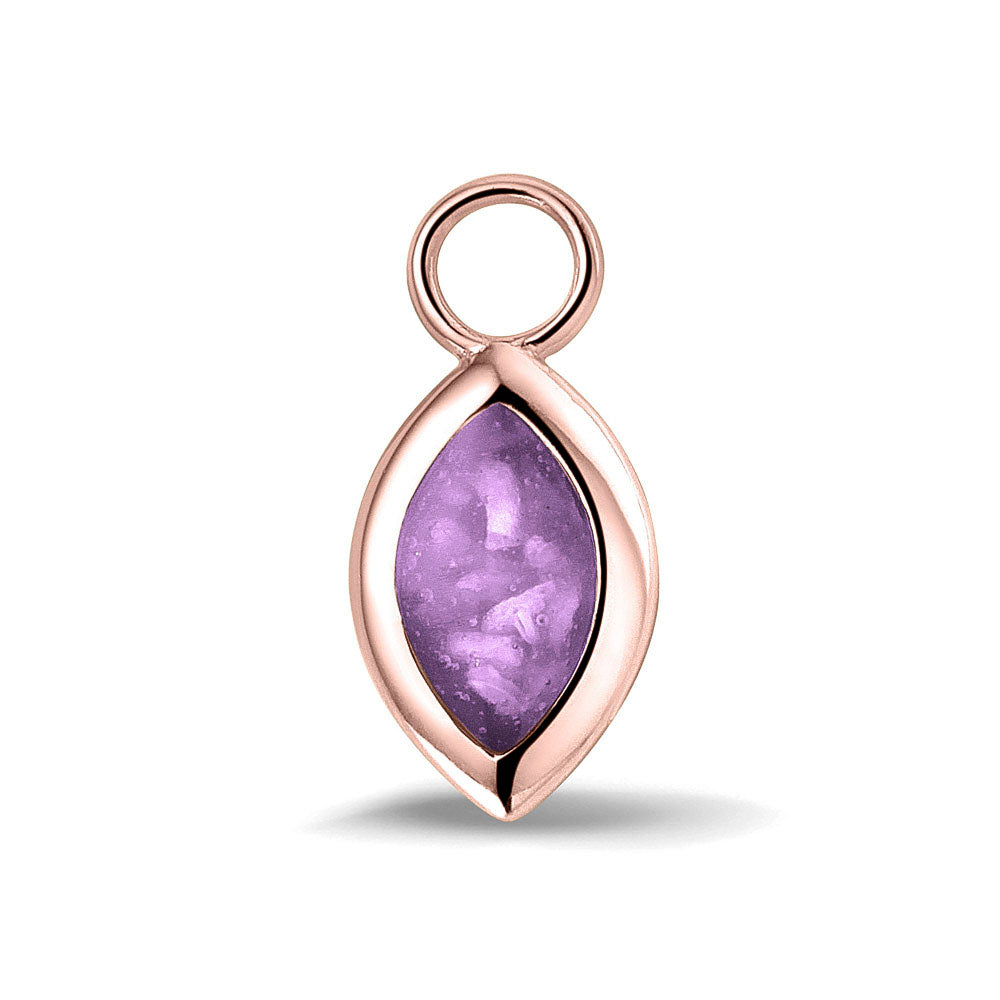 Oorhangers 21 mm lang die aan de voorzijde zichtbaar gevuld worden met as of haar. purple.