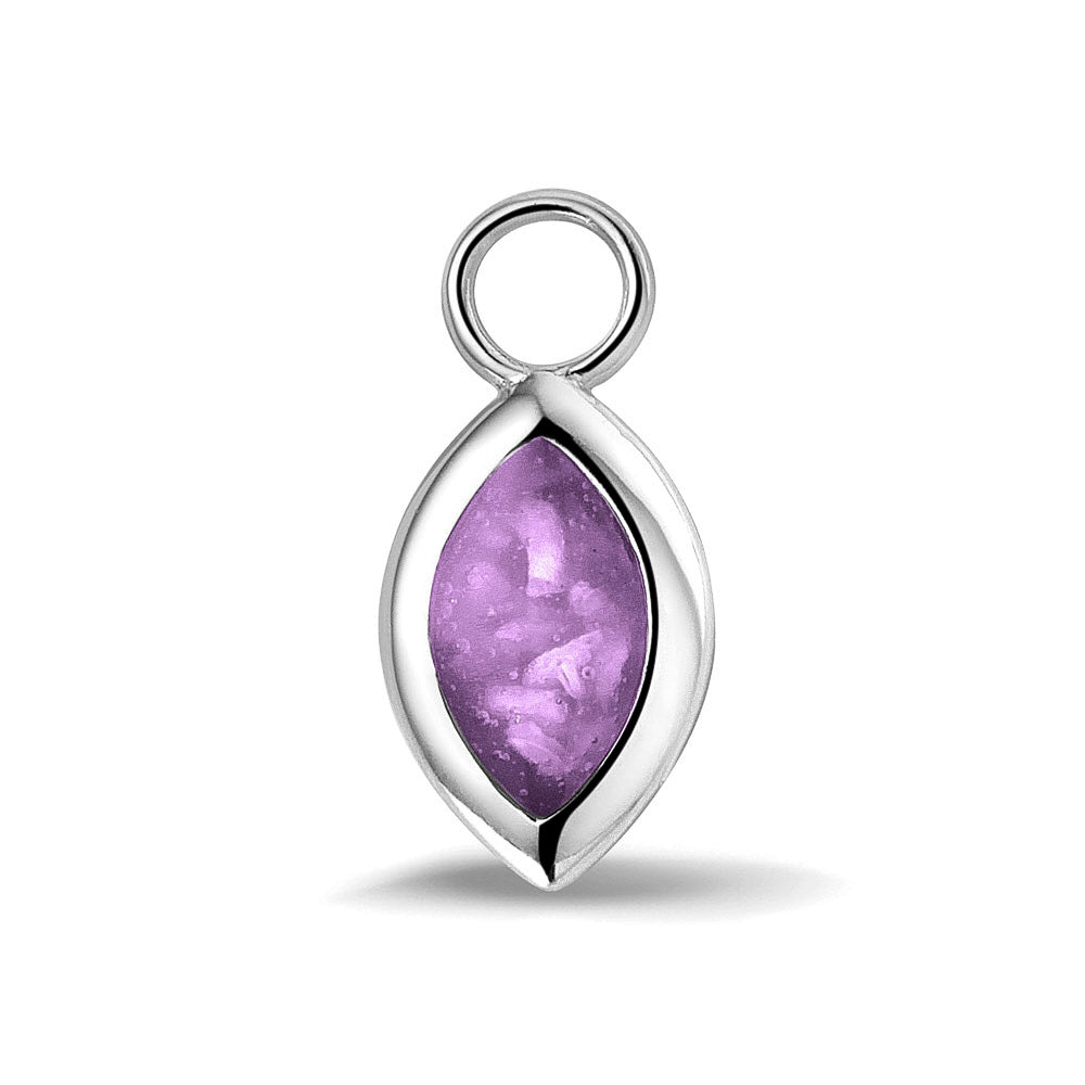 Oorhangers 21 mm lang die aan de voorzijde zichtbaar gevuld worden met as of haar. purple.