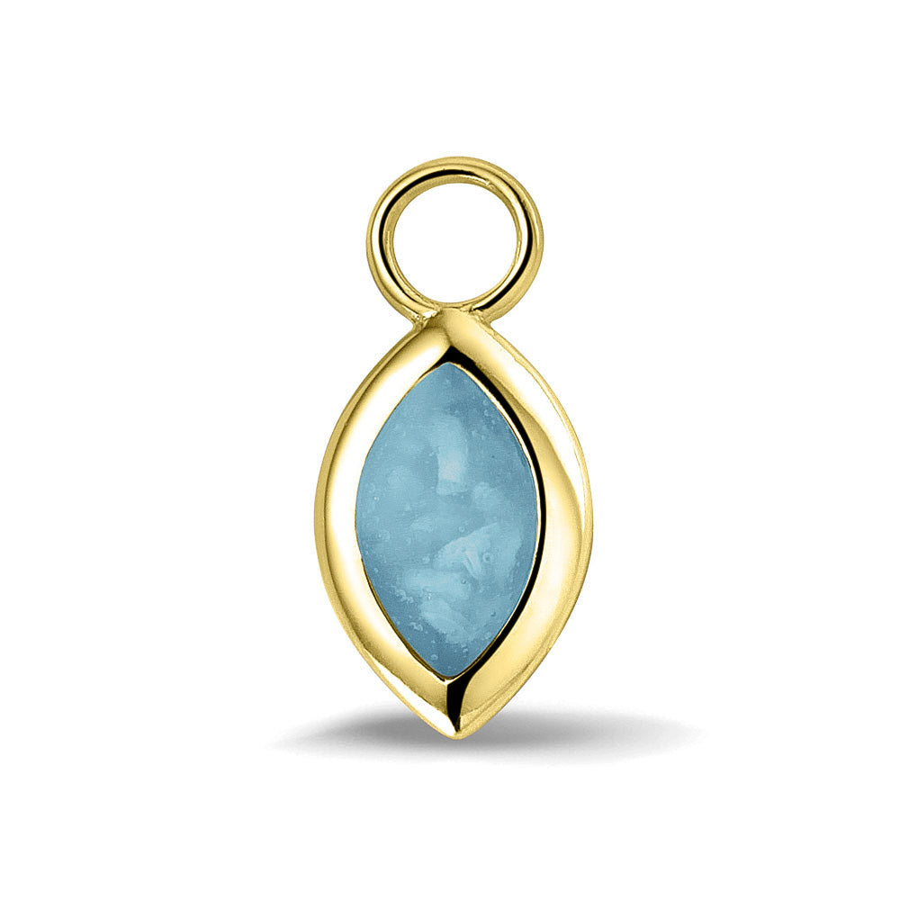 Oorhangers 21 mm lang die aan de voorzijde zichtbaar gevuld worden met as of haar. baby. 