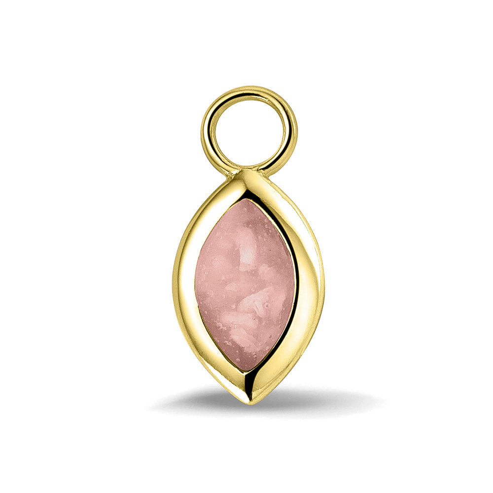 Oorhangers 21 mm lang die aan de voorzijde zichtbaar gevuld worden met as of haar. blush.