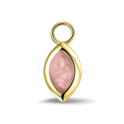 Oorhangers 21 mm lang die aan de voorzijde zichtbaar gevuld worden met as of haar. blush.