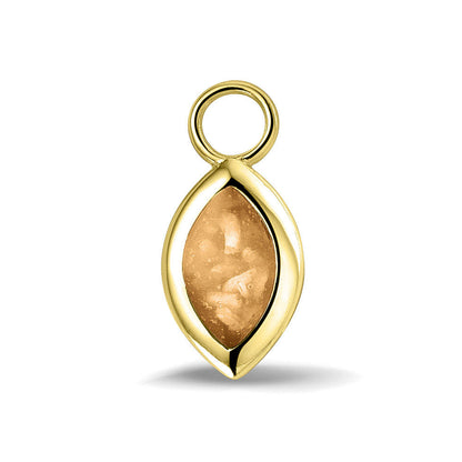 Oorhangers 21 mm lang die aan de voorzijde zichtbaar gevuld worden met as of haar. gold.
