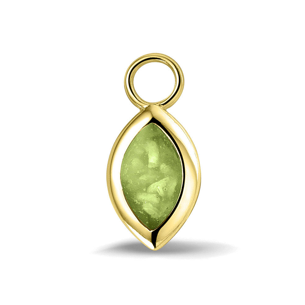 Oorhangers 21 mm lang die aan de voorzijde zichtbaar gevuld worden met as of haar. green.