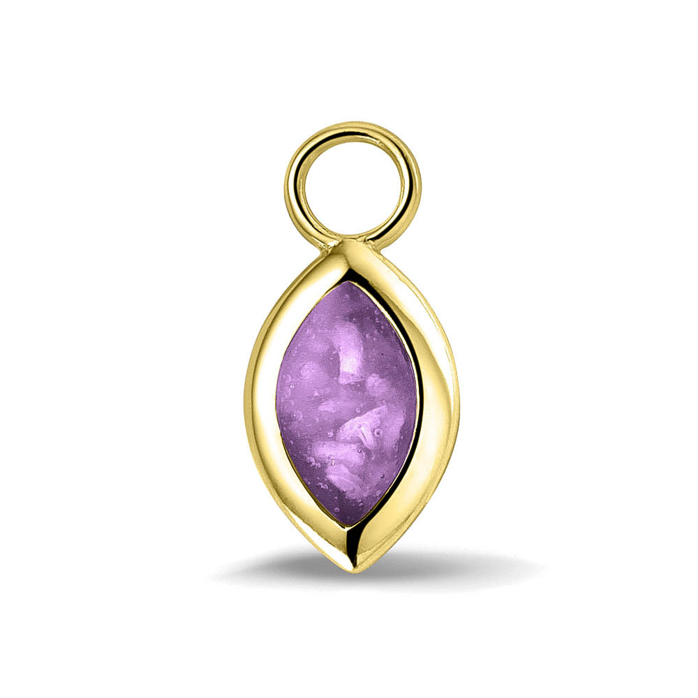 Oorhangers 21 mm lang die aan de voorzijde zichtbaar gevuld worden met as of haar. purple.