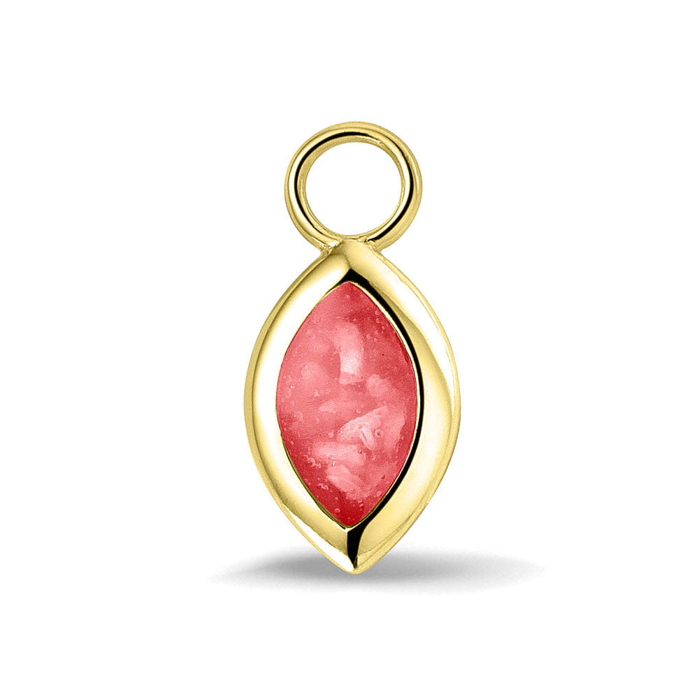 Oorhangers 21 mm lang die aan de voorzijde zichtbaar gevuld worden met as of haar.red . 