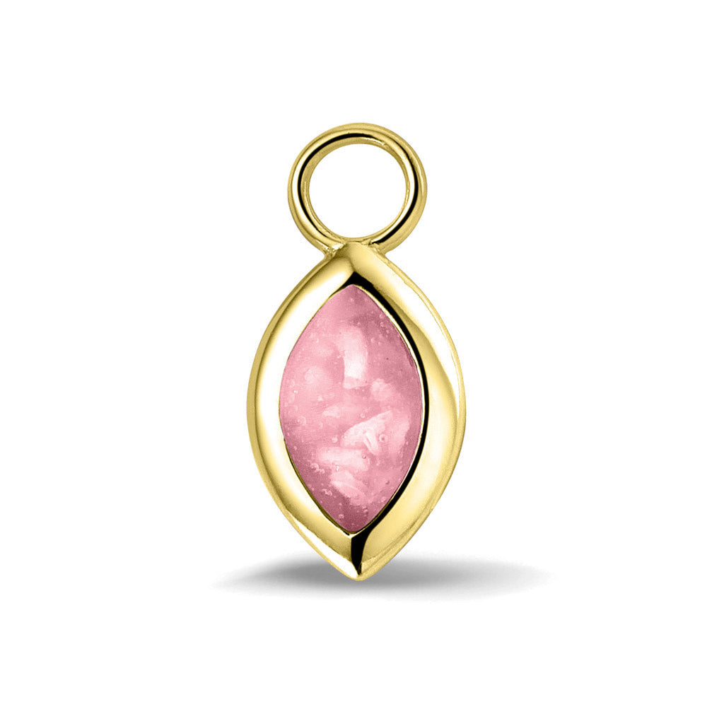 Oorhangers 21 mm lang die aan de voorzijde zichtbaar gevuld worden met as of haar. soft.