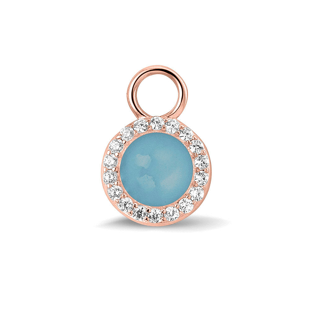 Oorhangers 17 mm lang, rondom afgewerkt met zirkonia's, aan de voorzijde zichtbaar gevuld met as of haar. baby. 