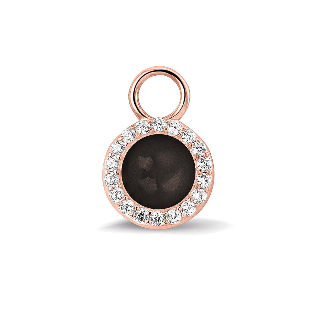 Oorhangers 17 mm lang, rondom afgewerkt met zirkonia's, aan de voorzijde zichtbaar gevuld met as of haar. black.