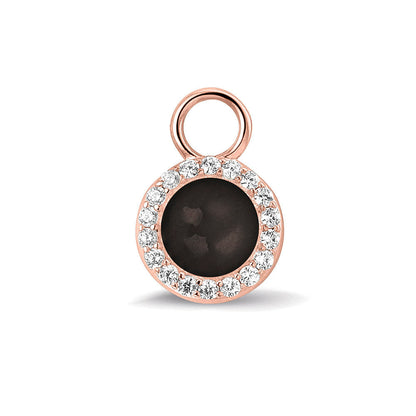 Oorhangers 17 mm lang, rondom afgewerkt met zirkonia's, aan de voorzijde zichtbaar gevuld met as of haar. black.