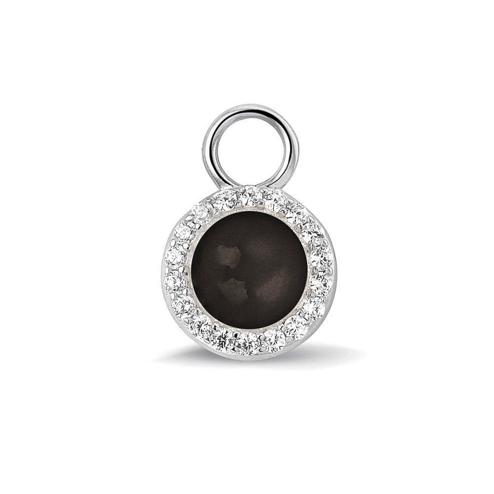 Oorhangers 17 mm lang, rondom afgewerkt met zirkonia's, aan de voorzijde zichtbaar gevuld met as of haar. black.
