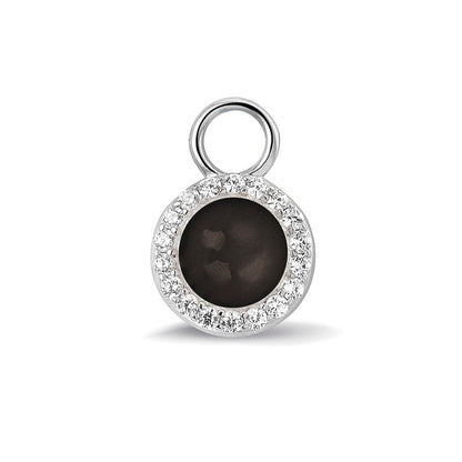 Oorhangers 17 mm lang, rondom afgewerkt met zirkonia's, aan de voorzijde zichtbaar gevuld met as of haar. black.
