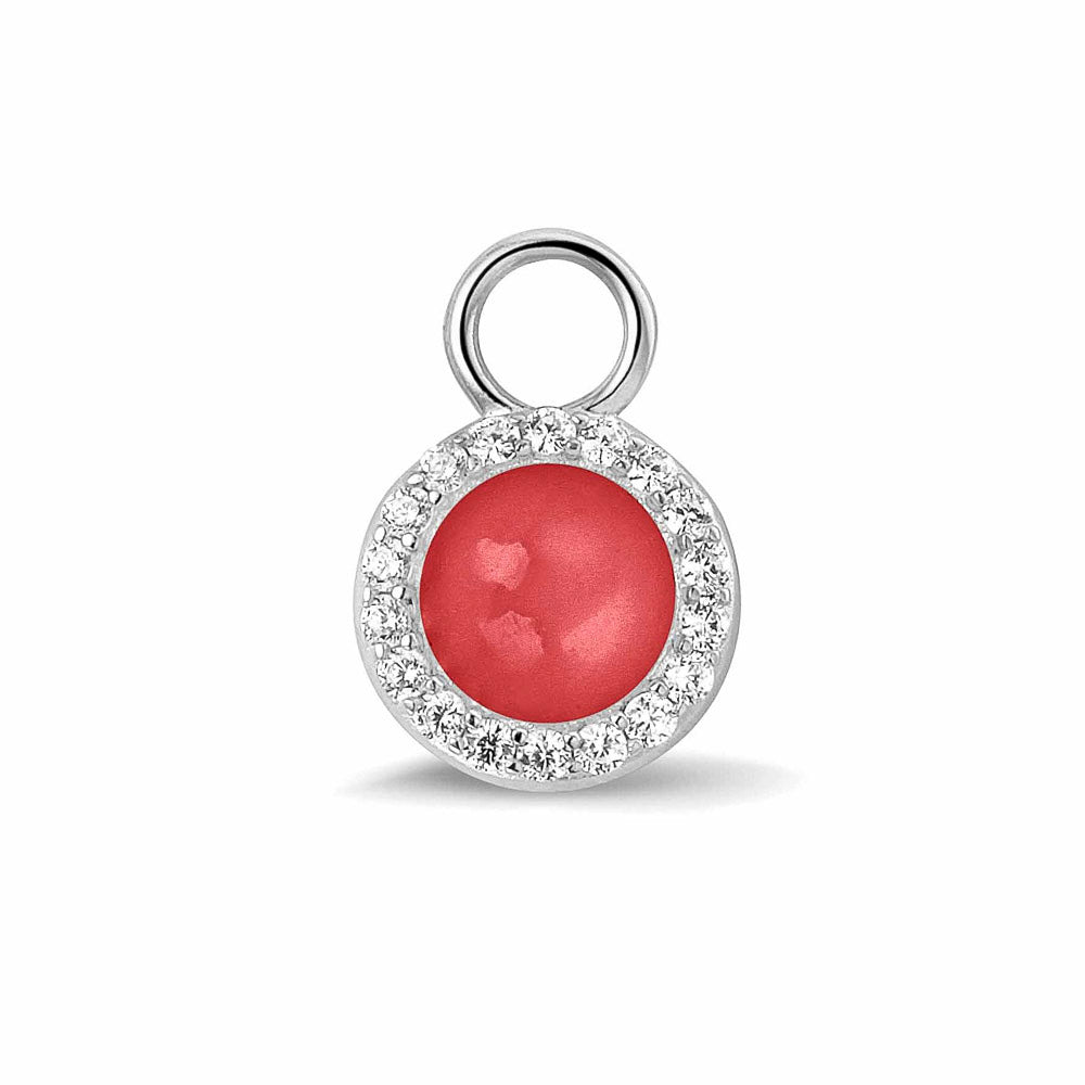 Oorhangers 17 mm lang, rondom afgewerkt met zirkonia's, aan de voorzijde zichtbaar gevuld met as of haar. red. 