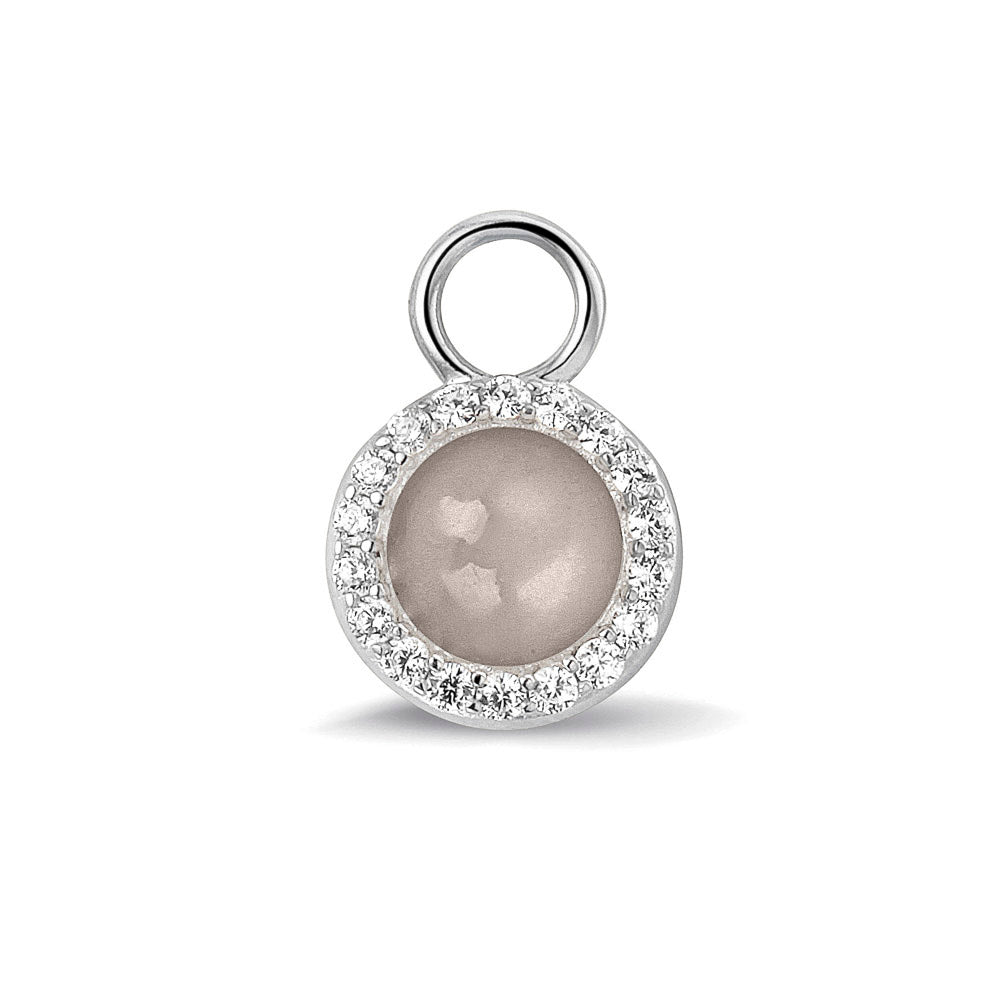 Oorhangers 17 mm lang, rondom afgewerkt met zirkonia's, aan de voorzijde zichtbaar gevuld met as of haar. silver.