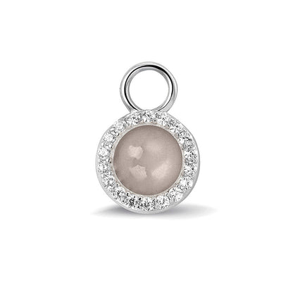 Oorhangers 17 mm lang, rondom afgewerkt met zirkonia's, aan de voorzijde zichtbaar gevuld met as of haar. silver.
