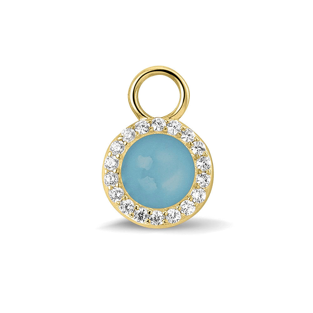 Oorhangers 17 mm lang, rondom afgewerkt met zirkonia's, aan de voorzijde zichtbaar gevuld met as of haar. baby. 