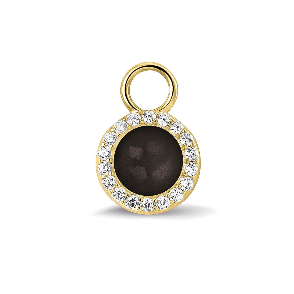 Oorhangers 17 mm lang, rondom afgewerkt met zirkonia's, aan de voorzijde zichtbaar gevuld met as of haar. black.