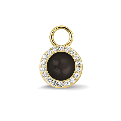 Oorhangers 17 mm lang, rondom afgewerkt met zirkonia's, aan de voorzijde zichtbaar gevuld met as of haar. black.
