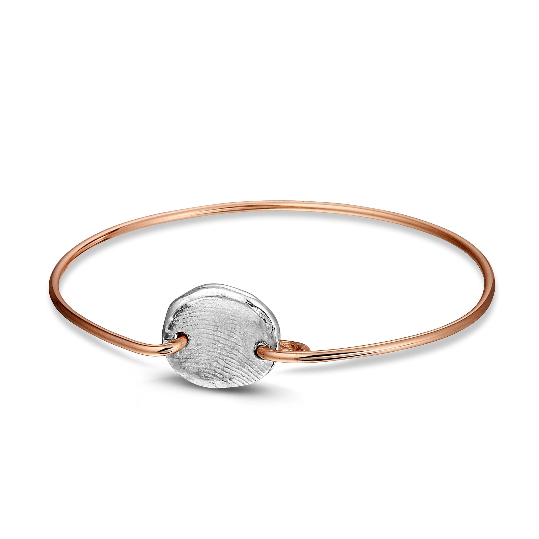 Roségouden armband met zilveren 925 sterling muntje en vingerafdruk
