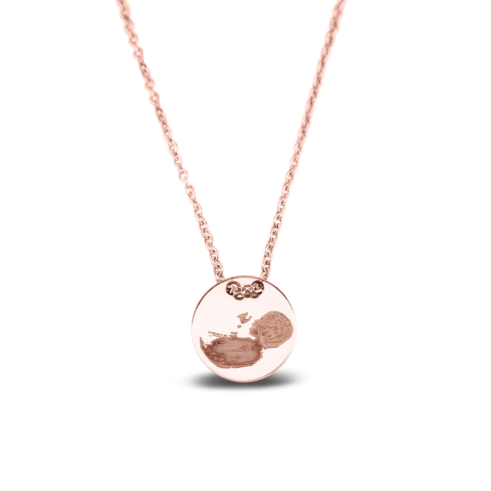 Hanger roségoud voorzien van een gravure uit collectie gedenksieraden. roségoud