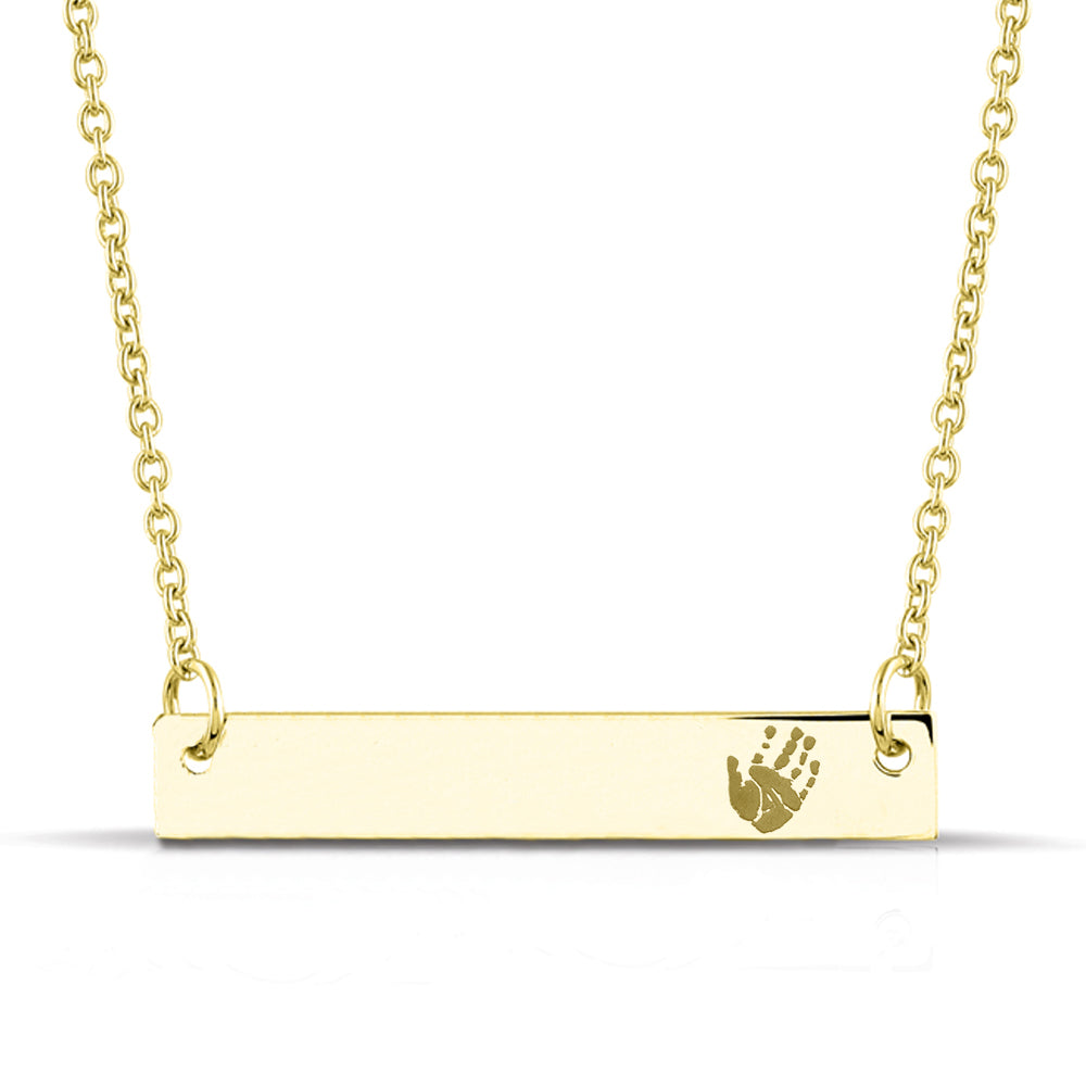 Hanger geelgoud voorzien van een gravure uit collectie gedenksieraden. geelgoud