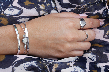 Roségoud armband 5 mm breed voor tekst, een vingerafdruk of gravure. Alle