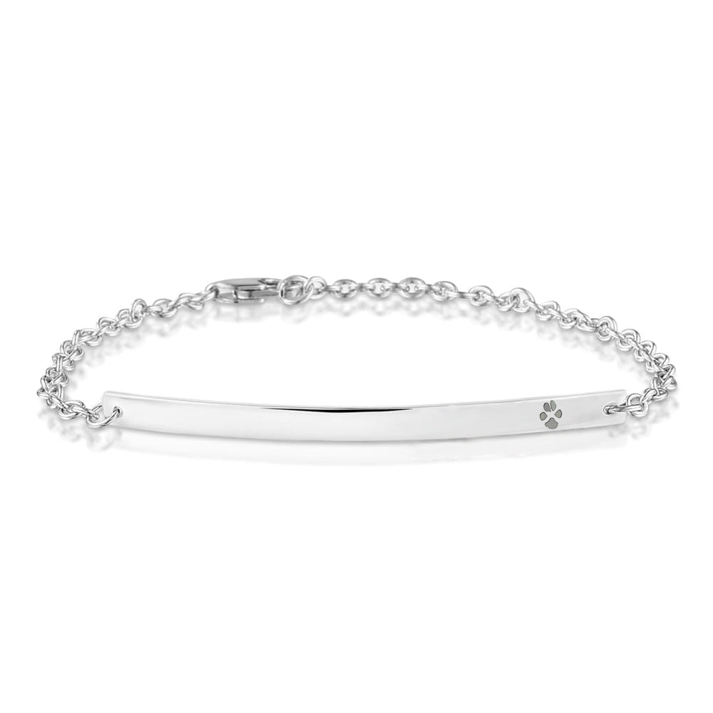 Armband met gebogen plaatje voor gravure. Poot zilver witgoud