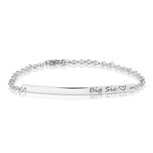 Armband met gebogen plaatje voor gravure. Tekst witgoud
