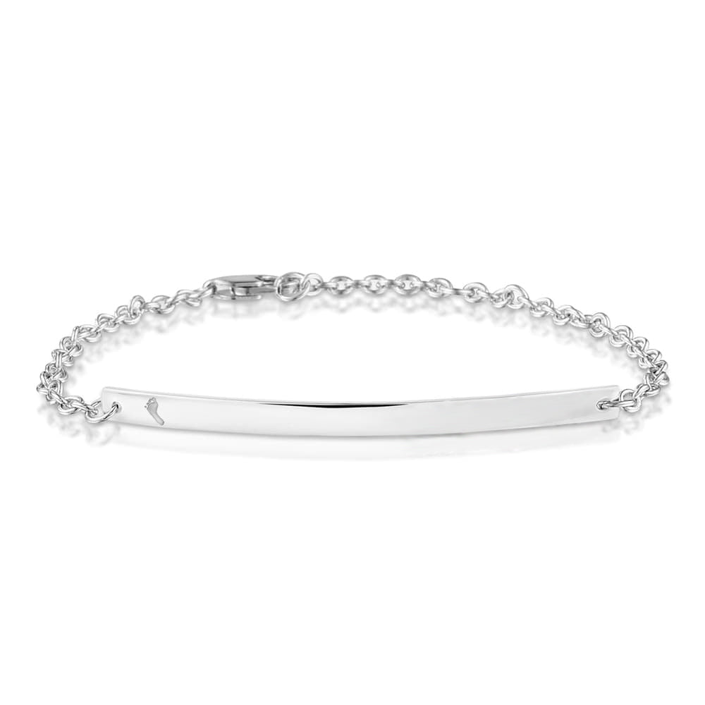 Armband met gebogen plaatje voor gravure. Voet zilver witgoud